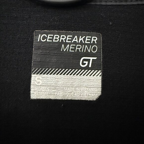 Icebreaker GT Merino Wool Black Quilted 1/2 Zip Hoodie Sweater Womens Small - Picture 2 of 6